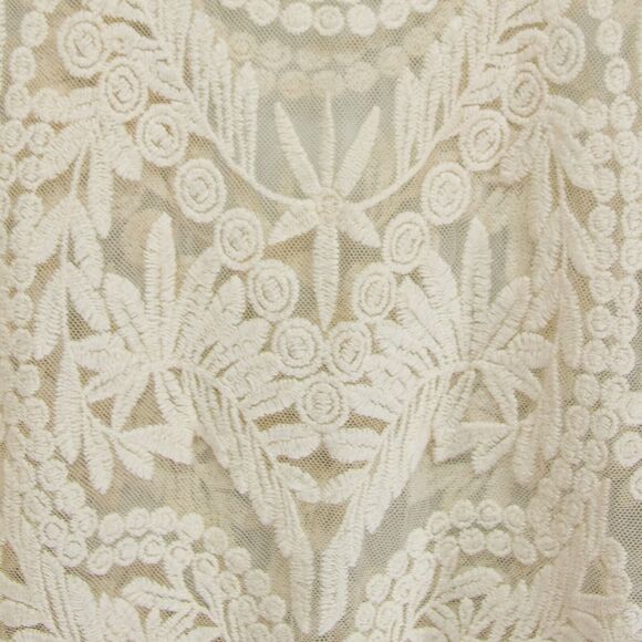 Women's XL Lace Tank SAY WHAT Y2K Boho Ivory Cotton Blend Blouse Beach Cover Up - Picture 4 of 4